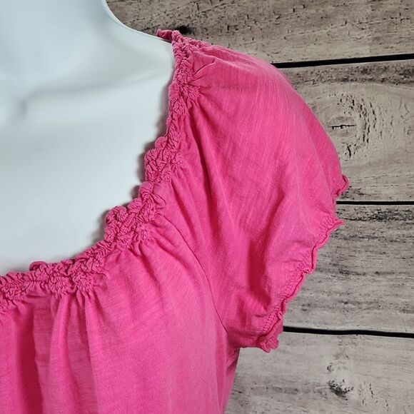 🐞Loft Pink Scoop Neck Short Sleeve Top Medium - Picture 4 of 13